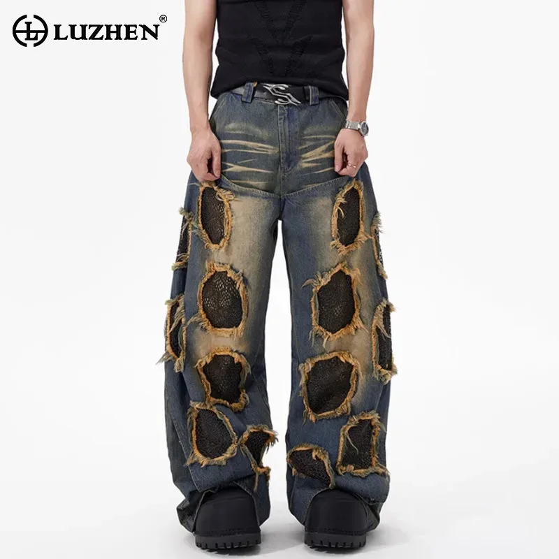 LUZHEN Personalized Broken Hole Patched Patchwork Design Loose Straight Jeans Men's 2025 Street Wear Wide Leg Denim Pants JY2047
LUZHEN Personalized Broken Hole Patched Patchwork Design Loose Straight Jeans Men's 2025 Street Wear Wide Leg Denim Pants JY2047