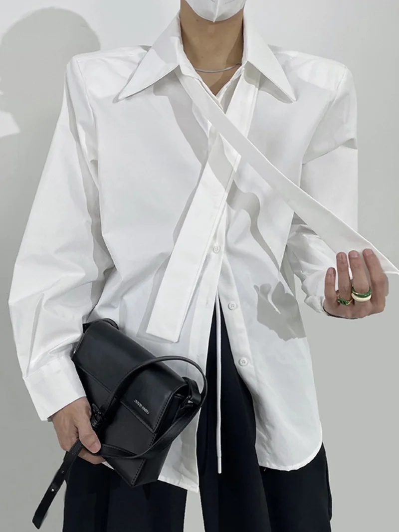Lightweight Long Sleeve Shoulder Pad Shirt Men's Autumn Pure Color Loose Fit Sharp Collar Drapey Versatile Tie Shirt Youth Trend
Lightweight Long Sleeve Shoulder Pad Shirt Men's Autumn Pure Color Loose Fit Sharp Collar Drapey Versatile Tie Shirt Youth Trend