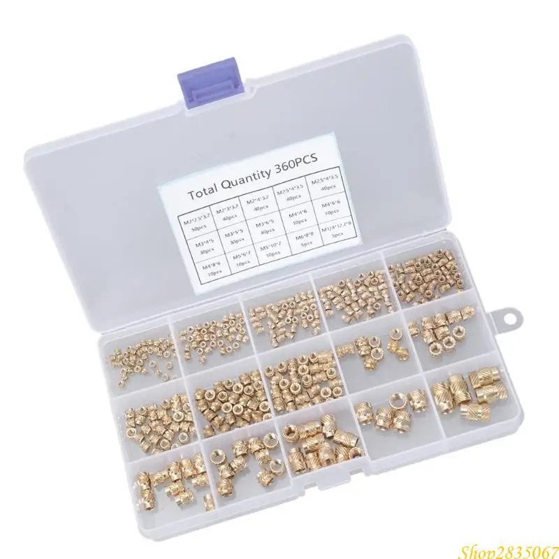 335/360pcs Brass Knurled Threaded Nut M2toM6 Portable for Engineers and Enthusiasts in 3D Printing Projects Supplies 831F
335/360pcs Brass Knurled Threaded Nut M2toM6 Portable for Engineers and Enthusiasts in 3D Printing Projects Supplies 831F