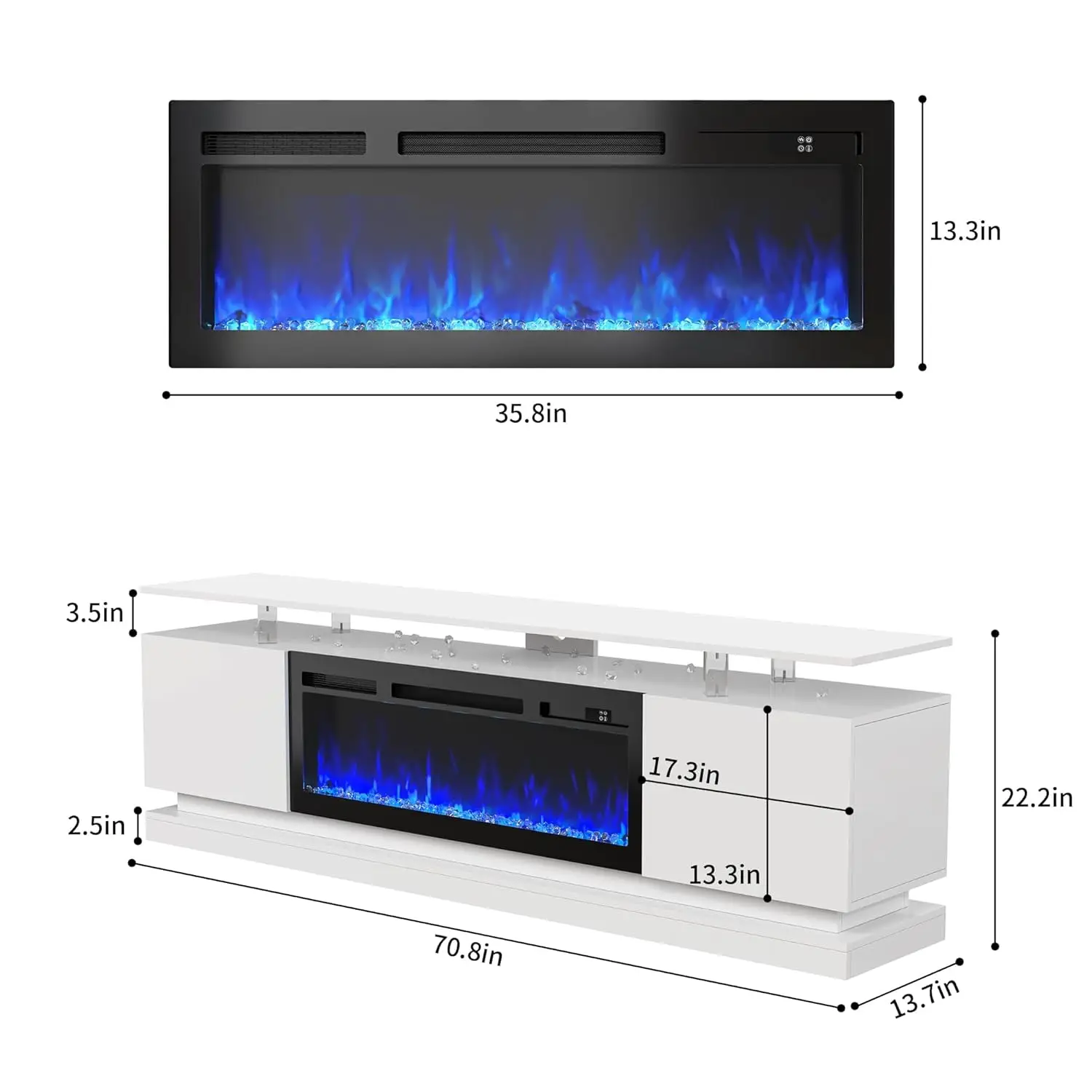 TV Stand with 36" Fireplace Heater, Electric Fireplace TV Console for TVs up to 70", Modern LED Light Entertainment,
TV Stand with 36" Fireplace Heater, Electric Fireplace TV Console for TVs up to 70", Modern LED Light Entertainment,