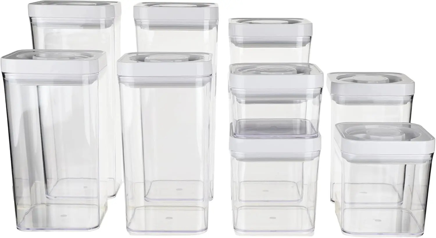 Airtight Food Storage Containers, BPA Free, Dishwasher Safe, 10-Piece Square Set, Clear Plastic
Airtight Food Storage Containers, BPA Free, Dishwasher Safe, 10-Piece Square Set, Clear Plastic