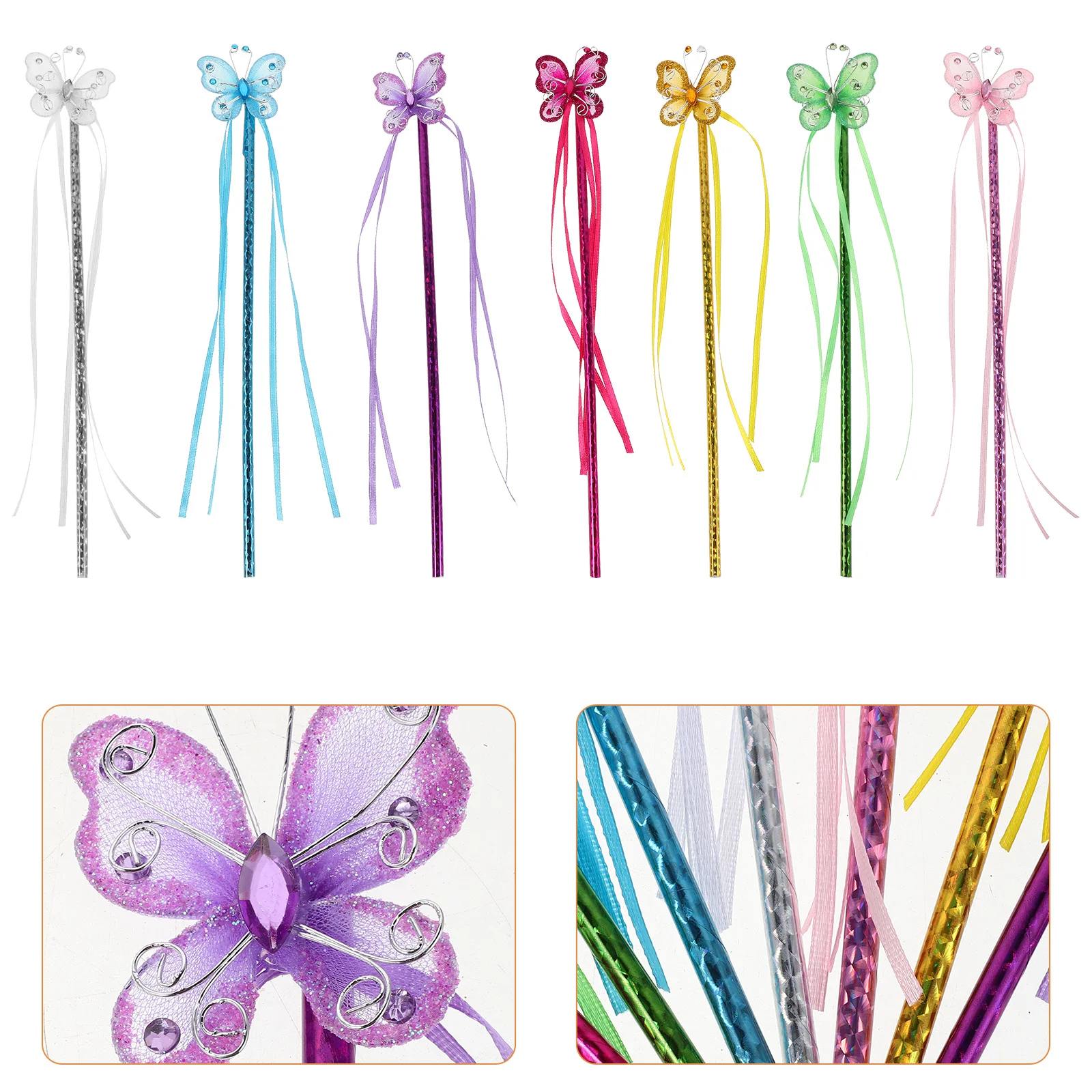 7Pcs Princess Fairy Wands Butterfly Glitter Ribbon Sticks Creative Handheld Props for Birthday Party Stage Cosplay
7Pcs Princess Fairy Wands Butterfly Glitter Ribbon Sticks Creative Handheld Props for Birthday Party Stage Cosplay