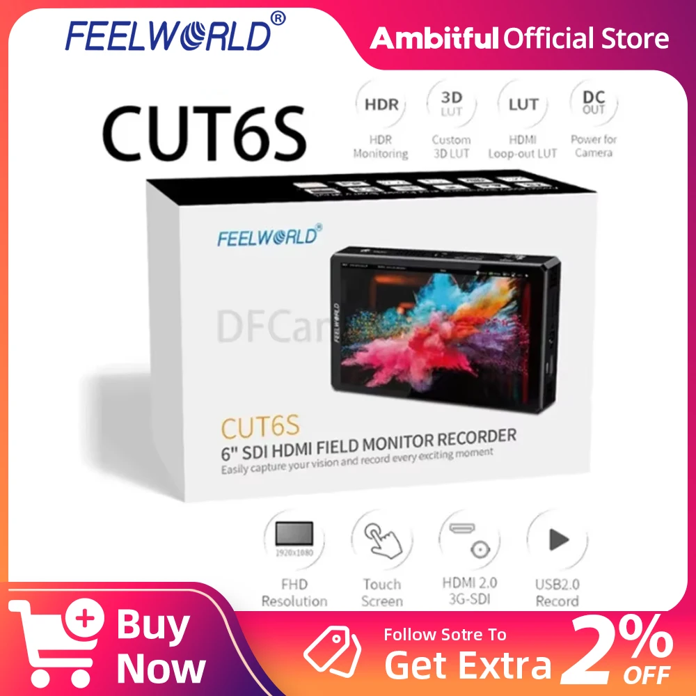FEELWORLD CUT6 CUT6S Portable Monitor 6 inch 1920x1080 3D LUT Touch Screen Video Monitor Recorder Monitor Support IPS 4K HDMI-i
FEELWORLD CUT6 CUT6S Portable Monitor 6 inch 1920x1080 3D LUT Touch Screen Video Monitor Recorder Monitor Support IPS 4K HDMI-i