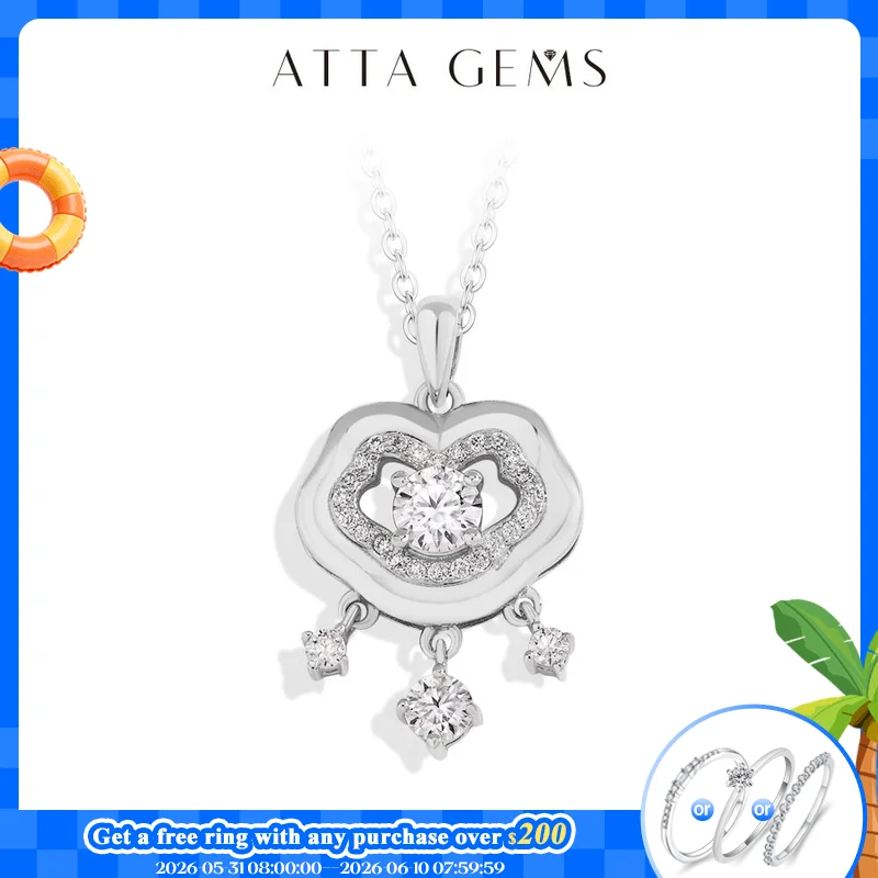 ATTAGEMS Real 925 Silver Moissanite Pendant Necklace for Women Men Chinese Lock Birthday Party Anniversary Gift With Health Luck
ATTAGEMS Real 925 Silver Moissanite Pendant Necklace for Women Men Chinese Lock Birthday Party Anniversary Gift With Health Luck