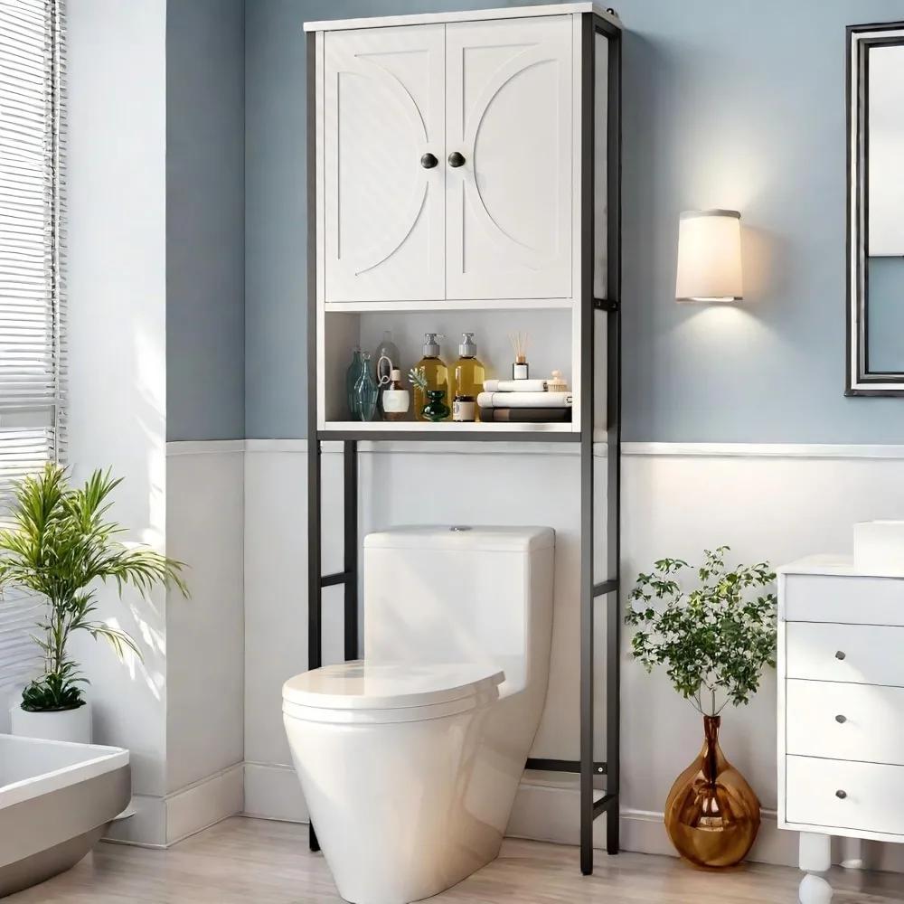 Over The Toilet Storage Cabinet, Farmhouse Toilet Cabinet Bathroom Organizers with Adjustable Shelves Anti-Tip Device for Bathro
Over The Toilet Storage Cabinet, Farmhouse Toilet Cabinet Bathroom Organizers with Adjustable Shelves Anti-Tip Device for Bathro