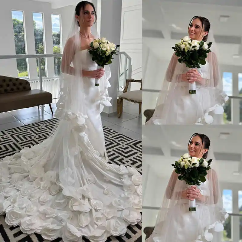 Graceful Wedding Bridal Veils Women One-Layer Full Appliques Cathedral Veil Princess Bride Dress robes de soirée Customized 
Graceful Wedding Bridal Veils Women One-Layer Full Appliques Cathedral Veil Princess Bride Dress robes de soirée Customized