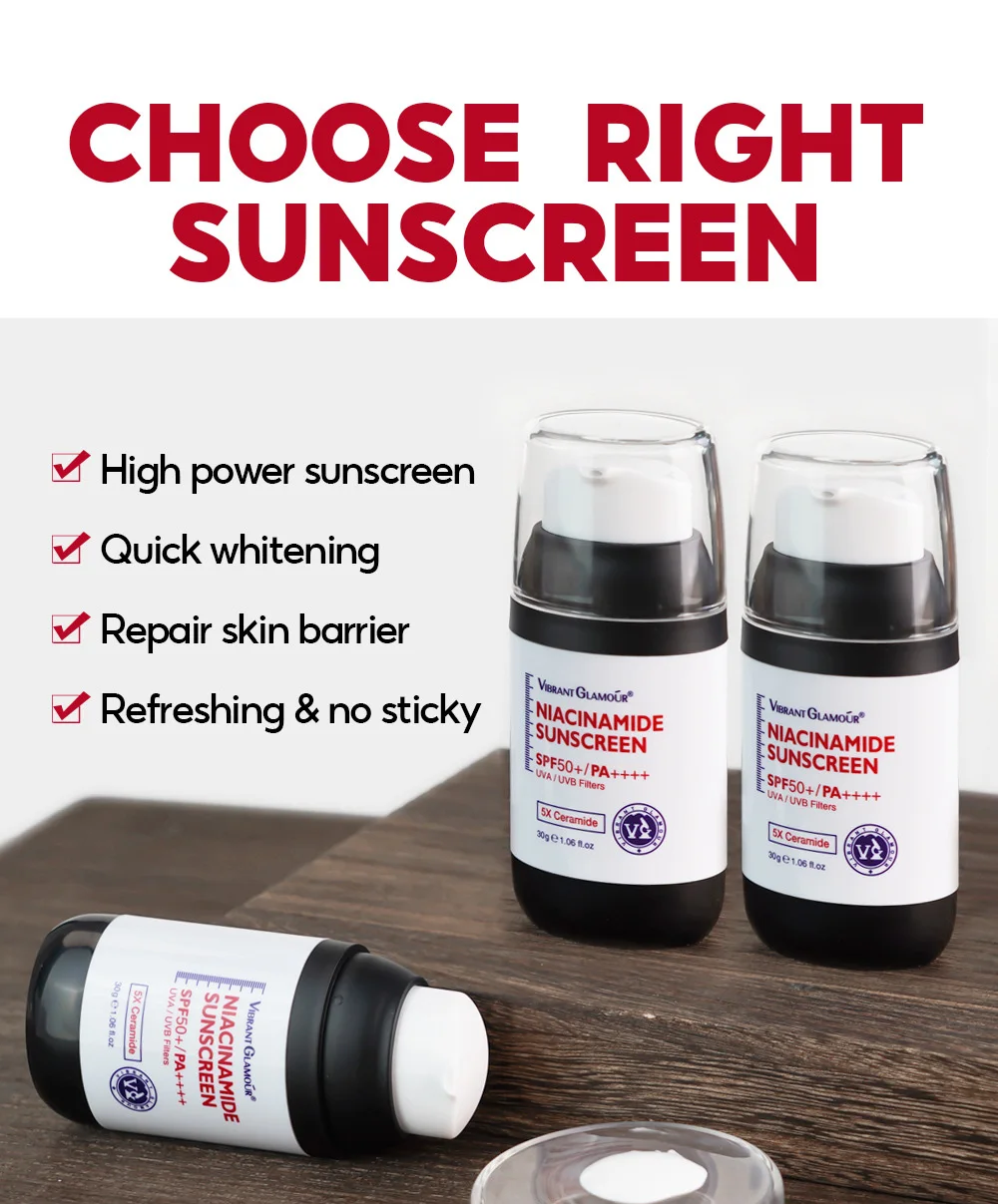 VIBRANT GLAMOUR Niacinamide Sunscreen Cream 50g Whitening Repair Antioxidant Brightening Sunscreen Primer 2 in 1 Lightweight Non
VIBRANT GLAMOUR Niacinamide Sunscreen Cream 50g Whitening Repair Antioxidant Brightening Sunscreen Primer 2 in 1 Lightweight Non