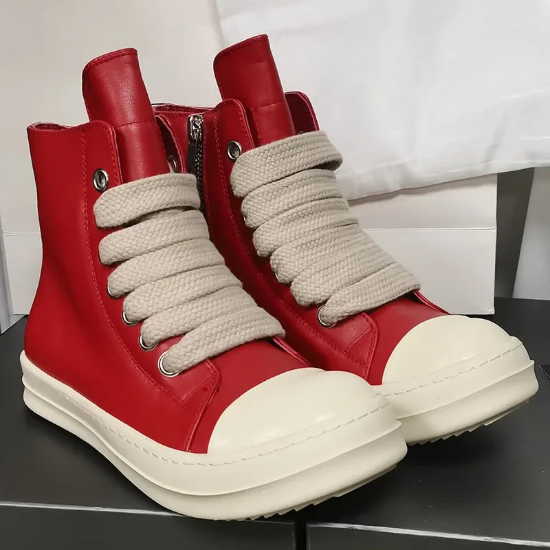 Ricks shoes leather Harajuku style high-top boots retro red lovers shoes with thick soles and non-slip shoes with zippers.
Ricks shoes leather Harajuku style high-top boots retro red lovers shoes with thick soles and non-slip shoes with zippers.