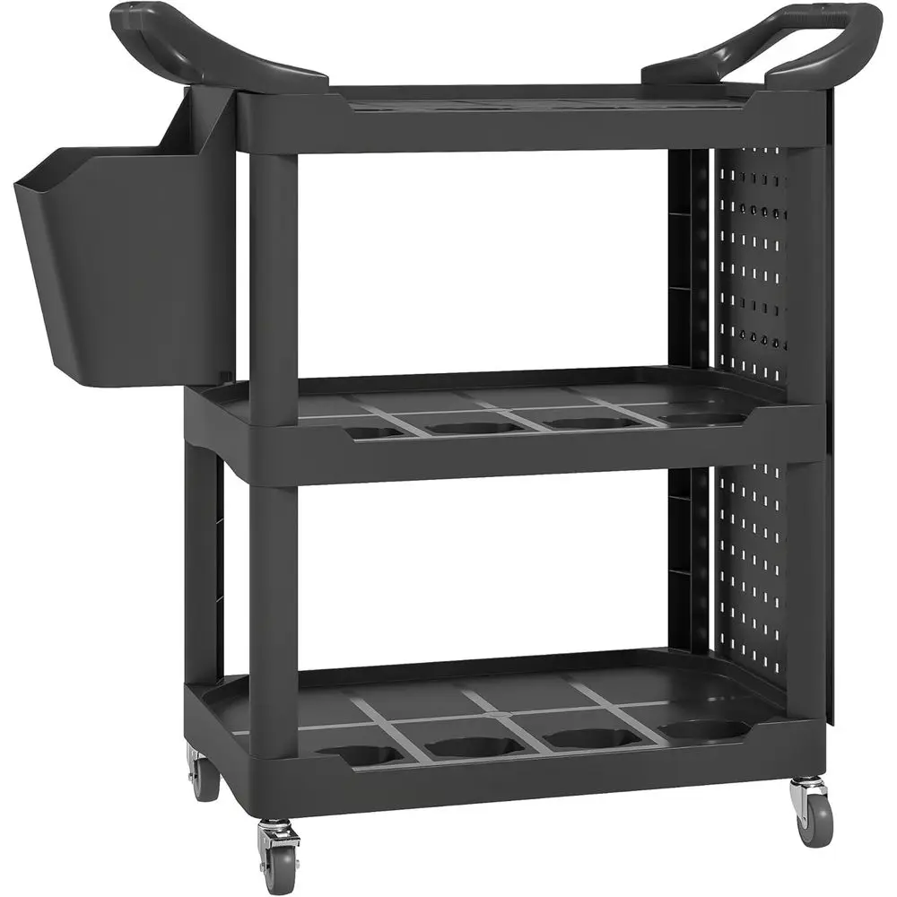 3 Tier Utility Cart on Wheels, Rolling Tool Storage with Pegboards and Bucket, 200 LBS Load acity Plastic Service Cart or Garage
3 Tier Utility Cart on Wheels, Rolling Tool Storage with Pegboards and Bucket, 200 LBS Load acity Plastic Service Cart or Garage