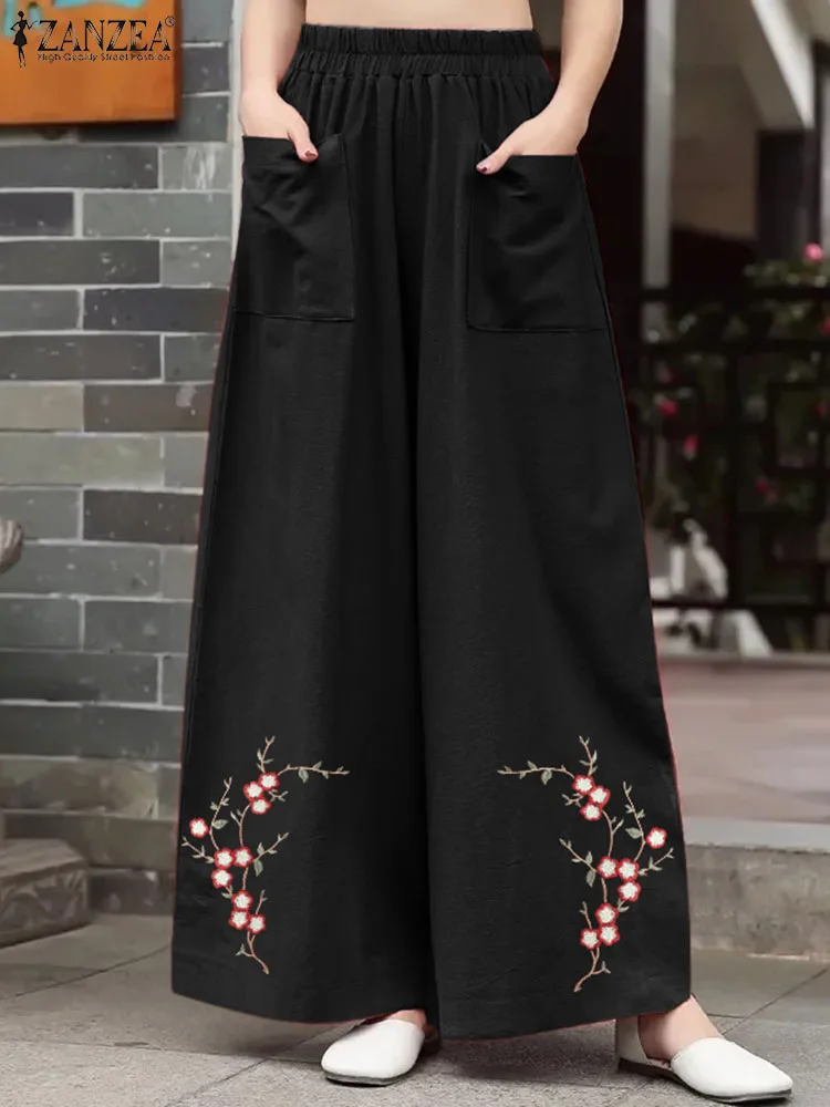 ZANZEA Casual Loose Long Trousers 2024 Women Wide Leg Pants Vintage Flowers Embroidery Elastic Waist Pants Pantalon Summer Femme
ZANZEA Casual Loose Long Trousers 2024 Women Wide Leg Pants Vintage Flowers Embroidery Elastic Waist Pants Pantalon Summer Femme