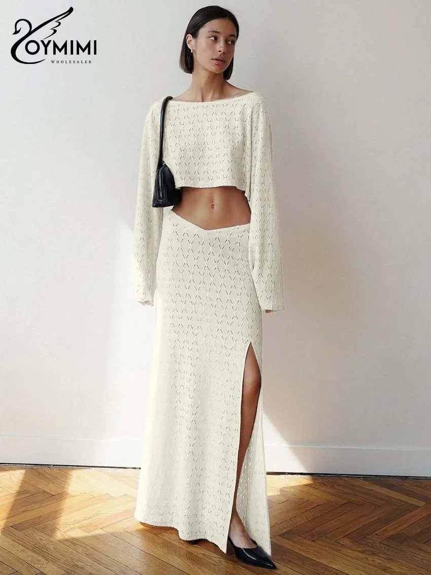 Oymimi Casual Beige Hollow Out Woman 2 Piece Set Outfit Fashion Long Sleeve Crop Tops And Side Slit Floor-Length Skirts Sets
Oymimi Casual Beige Hollow Out Woman 2 Piece Set Outfit Fashion Long Sleeve Crop Tops And Side Slit Floor-Length Skirts Sets