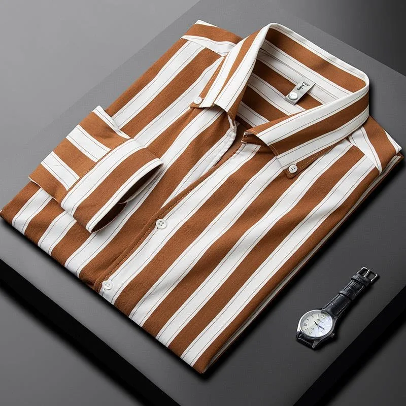 High end brand men's fashionable long sleeved shirt Spring and Autumn New exquisite striped contrast casual anti wrinkle shirt
High end brand men's fashionable long sleeved shirt Spring and Autumn New exquisite striped contrast casual anti wrinkle shirt