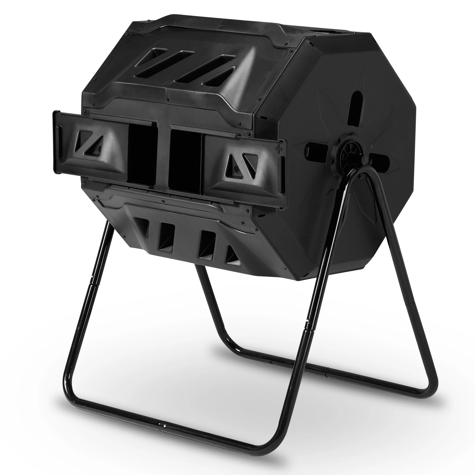 Outdoor Compost Tumbler Dual Chamber, Outdoor Tumbling Composter Dual Rotating Batch Compost Bin, 42 Gallon, Black
Outdoor Compost Tumbler Dual Chamber, Outdoor Tumbling Composter Dual Rotating Batch Compost Bin, 42 Gallon, Black
