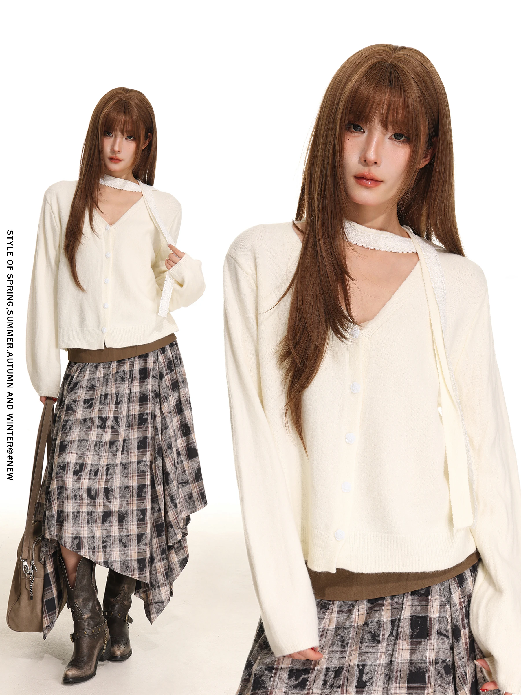 Свободный кружевной свитер с v-образным вырезом, женский осенний однотонный открытый кардиган, верхняя одежда, корейский мягкий вязаный длинный све
Свободный кружевной свитер с v-образным вырезом, женский осенний однотонный открытый кардиган, верхняя одежда, корейский мягкий вязаный длинный све