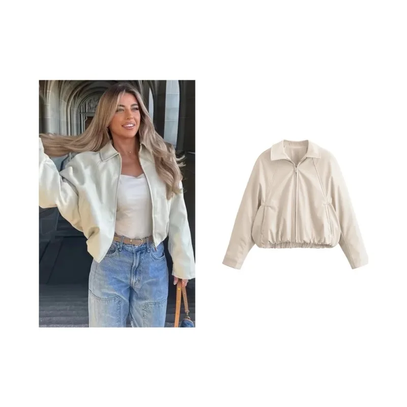 NERHEFZ женская куртка-бомбер из искусственной кожи на молнии, осенняя свободная женская парка с длинными рукавами и карманами, женские пальто, женские повседневные топы
NERHEFZ женская куртка-бомбер из искусственной кожи на молнии, осенняя свободная женская парка с длинными рукавами и карманами, женские пальто, женские повседневные топы