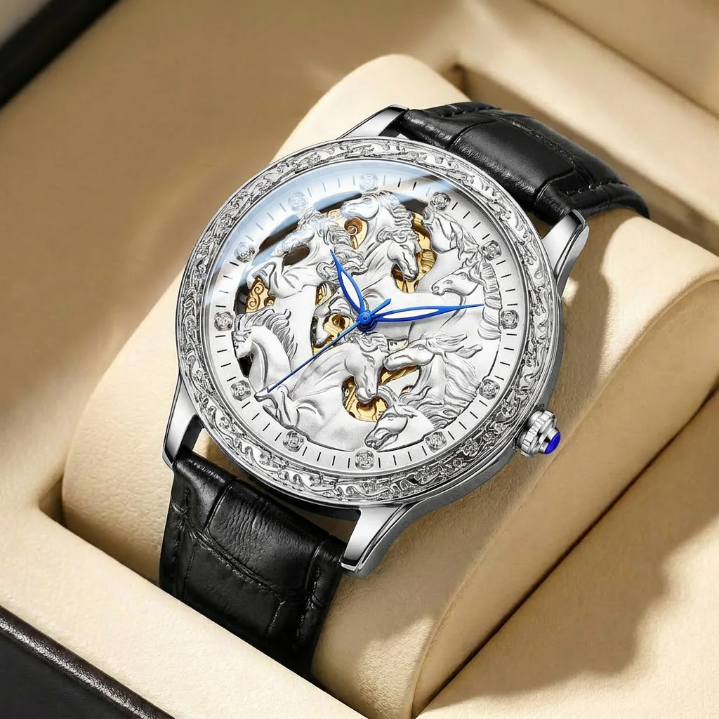 1pcs Men's Silver Dial Leather Strap Vintage Fashion Skeleton Gear Luxury Details Mechanical Watch for Business Party Holiday
1pcs Men's Silver Dial Leather Strap Vintage Fashion Skeleton Gear Luxury Details Mechanical Watch for Business Party Holiday
