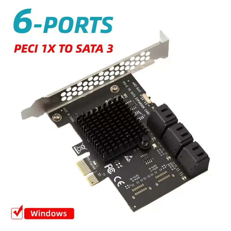 6 Port PCI-E SATA3.0 Adapter PCIe 1X 4X 8X 16X PCI Express 3.0 GEN3 Expansion Card 6Gbps ASM1064 Chip Add On Card For Desktop PC
6 Port PCI-E SATA3.0 Adapter PCIe 1X 4X 8X 16X PCI Express 3.0 GEN3 Expansion Card 6Gbps ASM1064 Chip Add On Card For Desktop PC