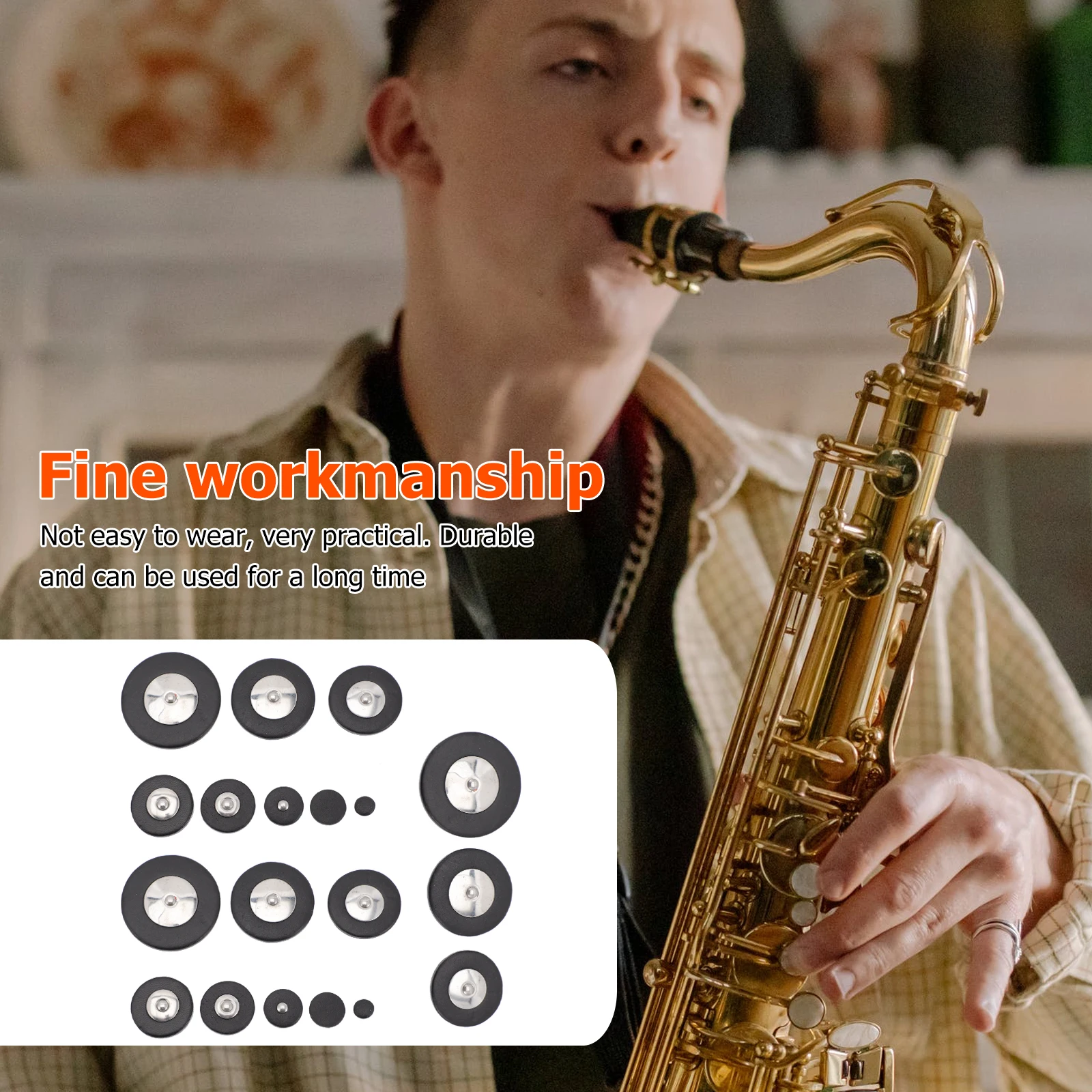 25 Pcs Saxophone Cushion Repair Kit Rubber Tenor Sound Hole Pad Mouthpiece Mat Pads
25 Pcs Saxophone Cushion Repair Kit Rubber Tenor Sound Hole Pad Mouthpiece Mat Pads