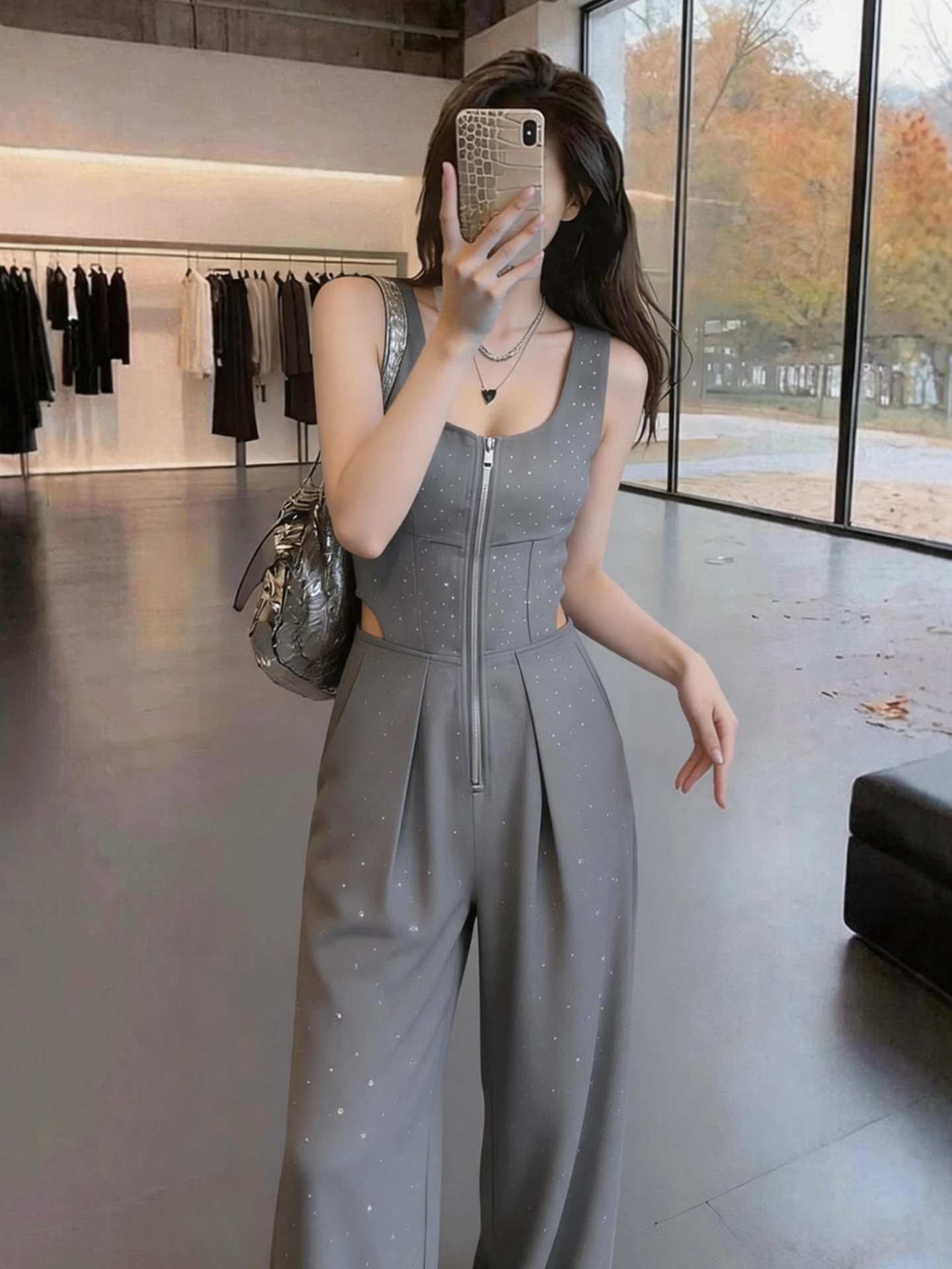 Gray Sequin Design High Waist Wide Leg Jumpsuit Women's Summer Slimming Versatile Commute Pants Stylish One-Piece Suit
Gray Sequin Design High Waist Wide Leg Jumpsuit Women's Summer Slimming Versatile Commute Pants Stylish One-Piece Suit