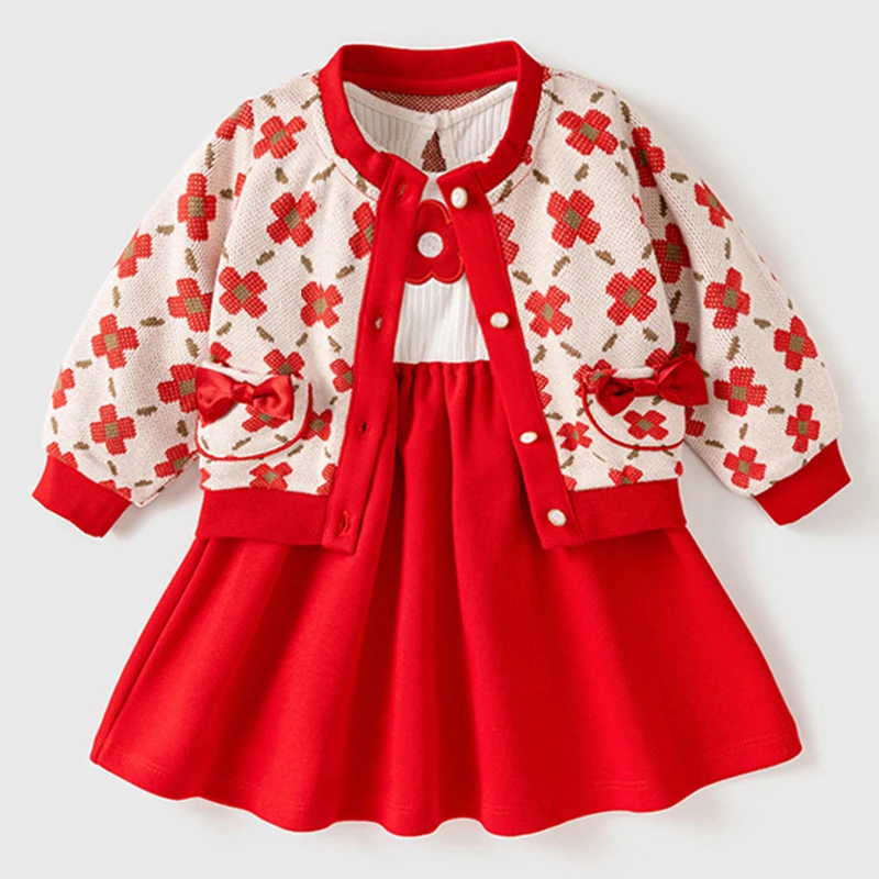 Autumn Kids Clothes Girl Fashion Chinese Style Cute Bow Knitted Flowers Coat+Dress Children's Sets Baby Boutique Clothing BC1696
Autumn Kids Clothes Girl Fashion Chinese Style Cute Bow Knitted Flowers Coat+Dress Children's Sets Baby Boutique Clothing BC1696