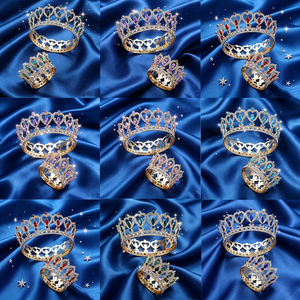 2Pcs Baroque Fashion Gold Crystal Crown Full Round Rhinestone Adults Kids Elegant Headpieces Wedding Birthday Princess Parties
2Pcs Baroque Fashion Gold Crystal Crown Full Round Rhinestone Adults Kids Elegant Headpieces Wedding Birthday Princess Parties