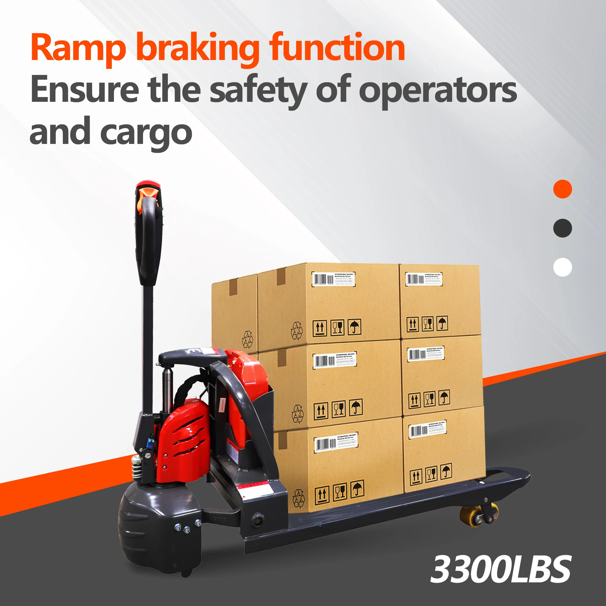 48" x27" Full Electric Pallet Jack 3300lbs Capacity Li-Ion Battery 24V for Factory Warehouse Supermarket Multi-Function Handle
48" x27" Full Electric Pallet Jack 3300lbs Capacity Li-Ion Battery 24V for Factory Warehouse Supermarket Multi-Function Handle