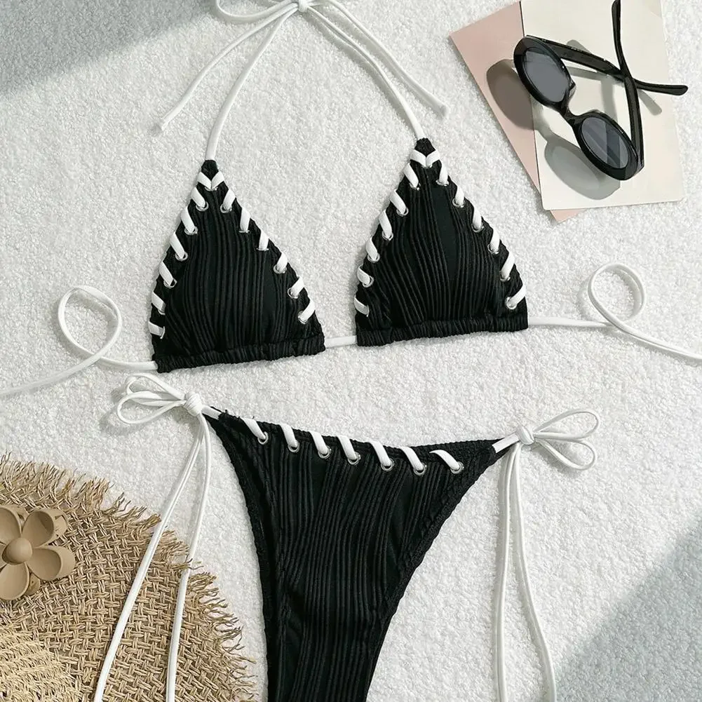 Women's Solid Color Sexy Adult Fashionable Female Underwear Soft Casual Neck Tie Panties For Women Bikini Split Women's Swimsuit
Women's Solid Color Sexy Adult Fashionable Female Underwear Soft Casual Neck Tie Panties For Women Bikini Split Women's Swimsuit