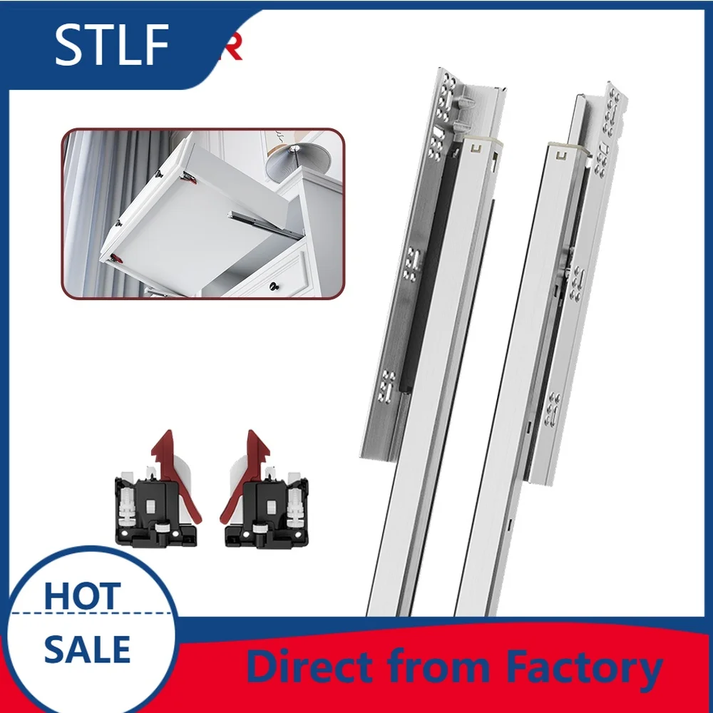 STLF Full Extension 3D Adjustable Undermount Drawer Slides Soft Closing Concealed Drawer Runner for Kitchen