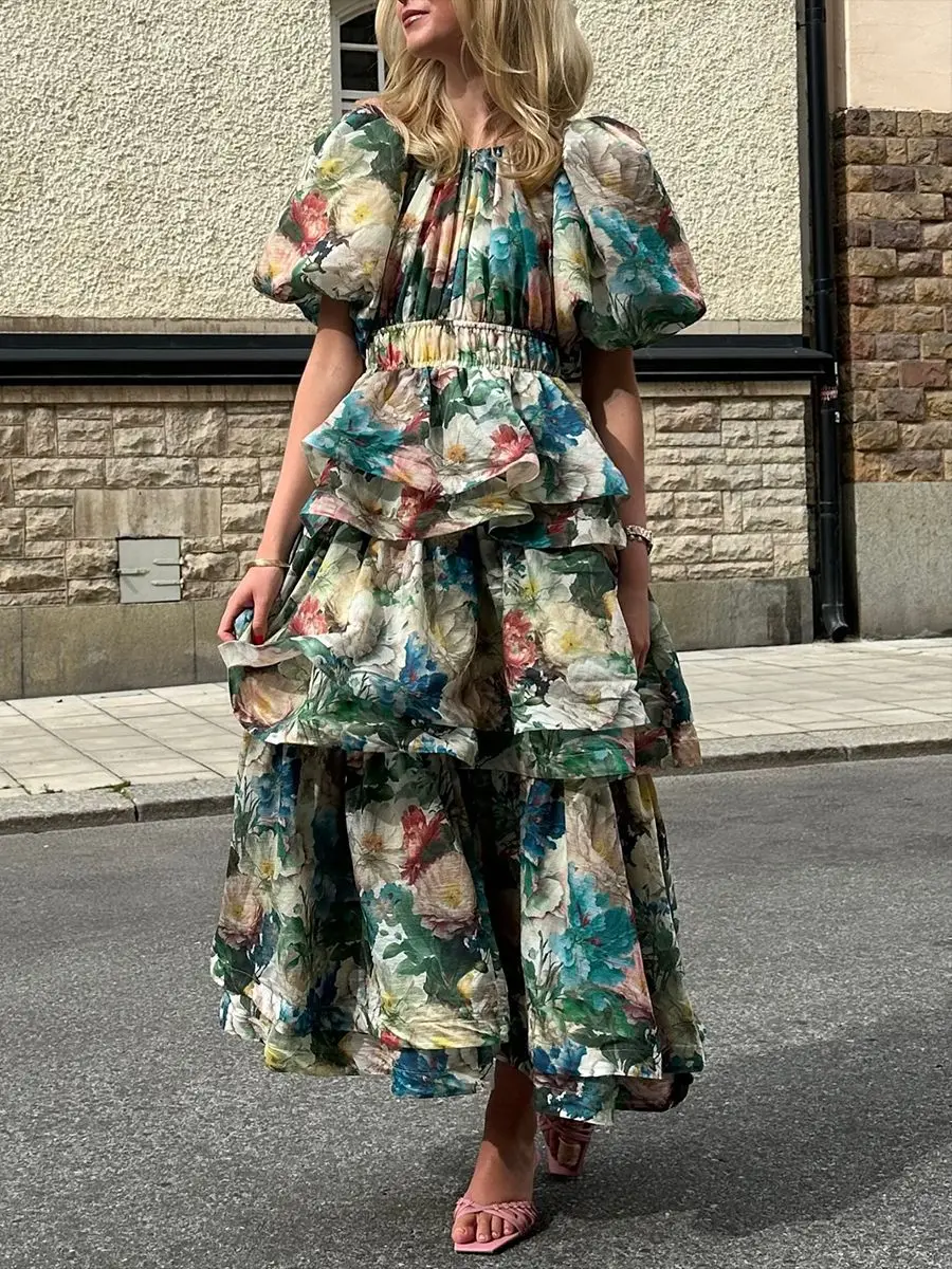 Green Vacation Style Multi-Layer Ruffle Printed Long Dress For Women Plus Size Short Sleeved Ladies Dresses Beach Party Wear
Green Vacation Style Multi-Layer Ruffle Printed Long Dress For Women Plus Size Short Sleeved Ladies Dresses Beach Party Wear