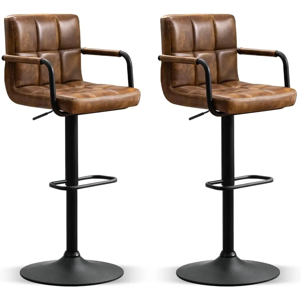 Набор из 2 квадратных барных стульев из искусственной кожи с спинкой и подлокотниками, регулируемая высота для кухни или бара (желто-коричневый)
Набор из 2 квадратных барных стульев из искусственной кожи с спинкой и подлокотниками, регулируемая высота для кухни или бара (желто-коричневый)