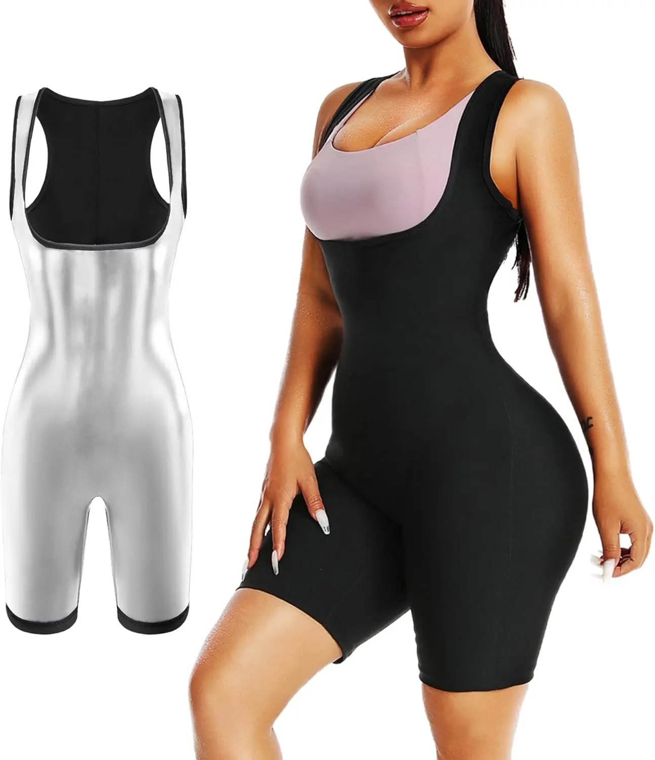 3-in-1 Sauna Suit for Women Waist Trainer Vest Sweat Jumpsuit for Weight Loss Workout Body Shaping Tummy Control Sweatsuit Home
3-in-1 Sauna Suit for Women Waist Trainer Vest Sweat Jumpsuit for Weight Loss Workout Body Shaping Tummy Control Sweatsuit Home