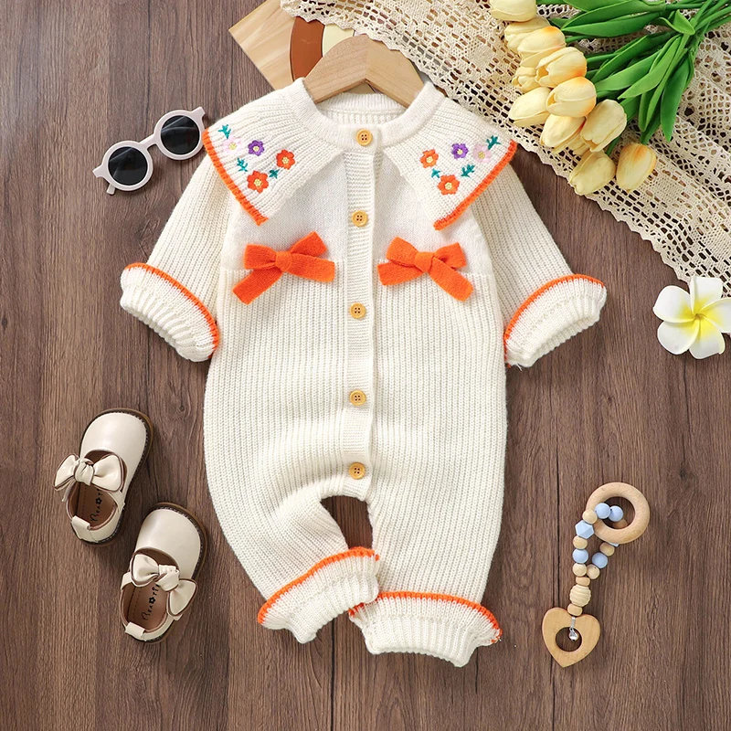 Baby Romper Fashion Ruffles Bow Knitted Newborn Jumpsuit Outfits Long Sleeve Autumn Toddler Infant Girls Clothing Solid Playsuit
Baby Romper Fashion Ruffles Bow Knitted Newborn Jumpsuit Outfits Long Sleeve Autumn Toddler Infant Girls Clothing Solid Playsuit