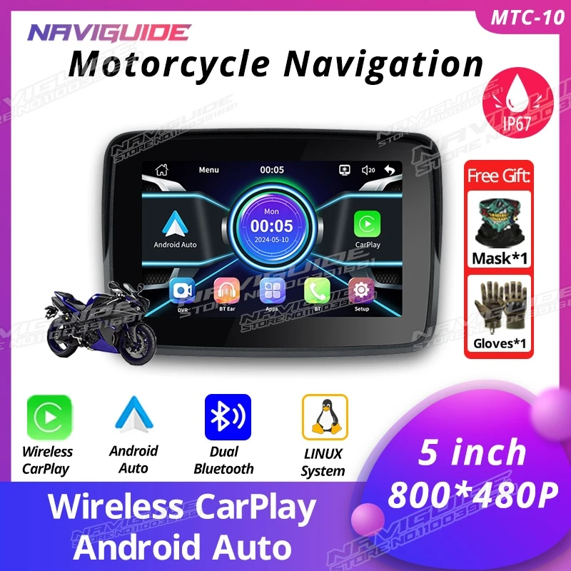 NAVIGUIDE 5 inch MTC-10 Carplay Display Screen Portable Motorcycle Android Auto WIFI IP67 MOTO Navigation Speed 800*480
NAVIGUIDE 5 inch MTC-10 Carplay Display Screen Portable Motorcycle Android Auto WIFI IP67 MOTO Navigation Speed 800*480
