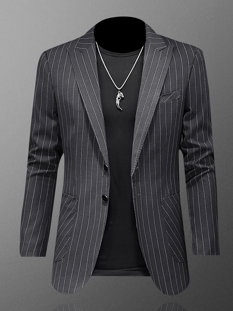 Briti Sle Striped Men's Suit Jaet Casual Slim Fit Busin Leisure Large Size Top Spring Autumn Wear Polyester Rayon
Briti Sle Striped Men's Suit Jaet Casual Slim Fit Busin Leisure Large Size Top Spring Autumn Wear Polyester Rayon