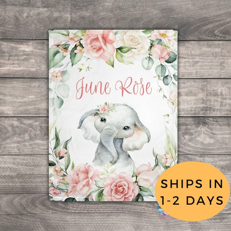Personalized Baby Elephant, Rose Blanket, Elephant Baby Nursery, Elephant Baby Girl Shower, Large Throw Blanket, Custom Adult Bl
Personalized Baby Elephant, Rose Blanket, Elephant Baby Nursery, Elephant Baby Girl Shower, Large Throw Blanket, Custom Adult Bl