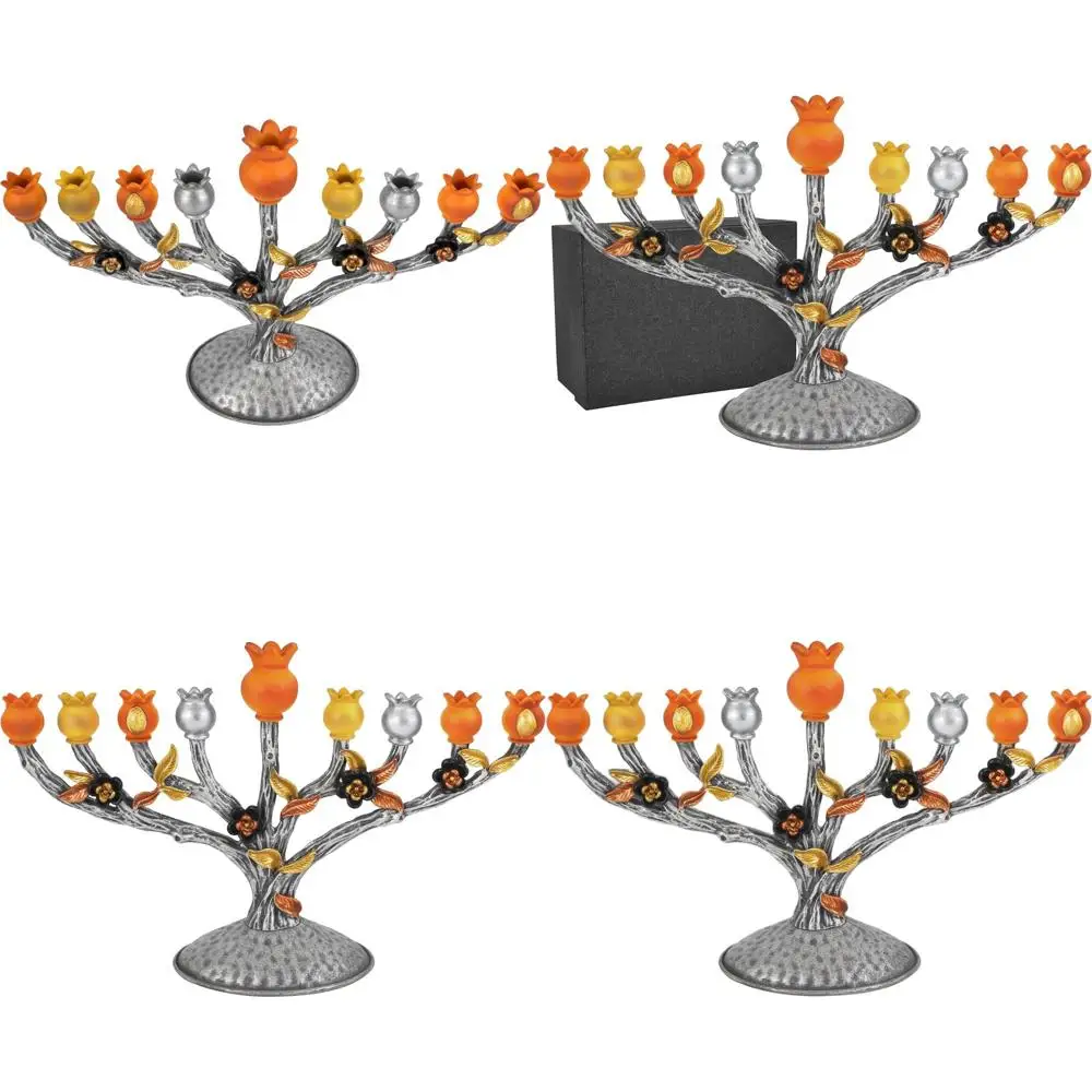 Pomegranate Branch Menorah with Gold & Silver Pomegranates, Hanukkah Candle Holder Set with Gift Box
Pomegranate Branch Menorah with Gold & Silver Pomegranates, Hanukkah Candle Holder Set with Gift Box