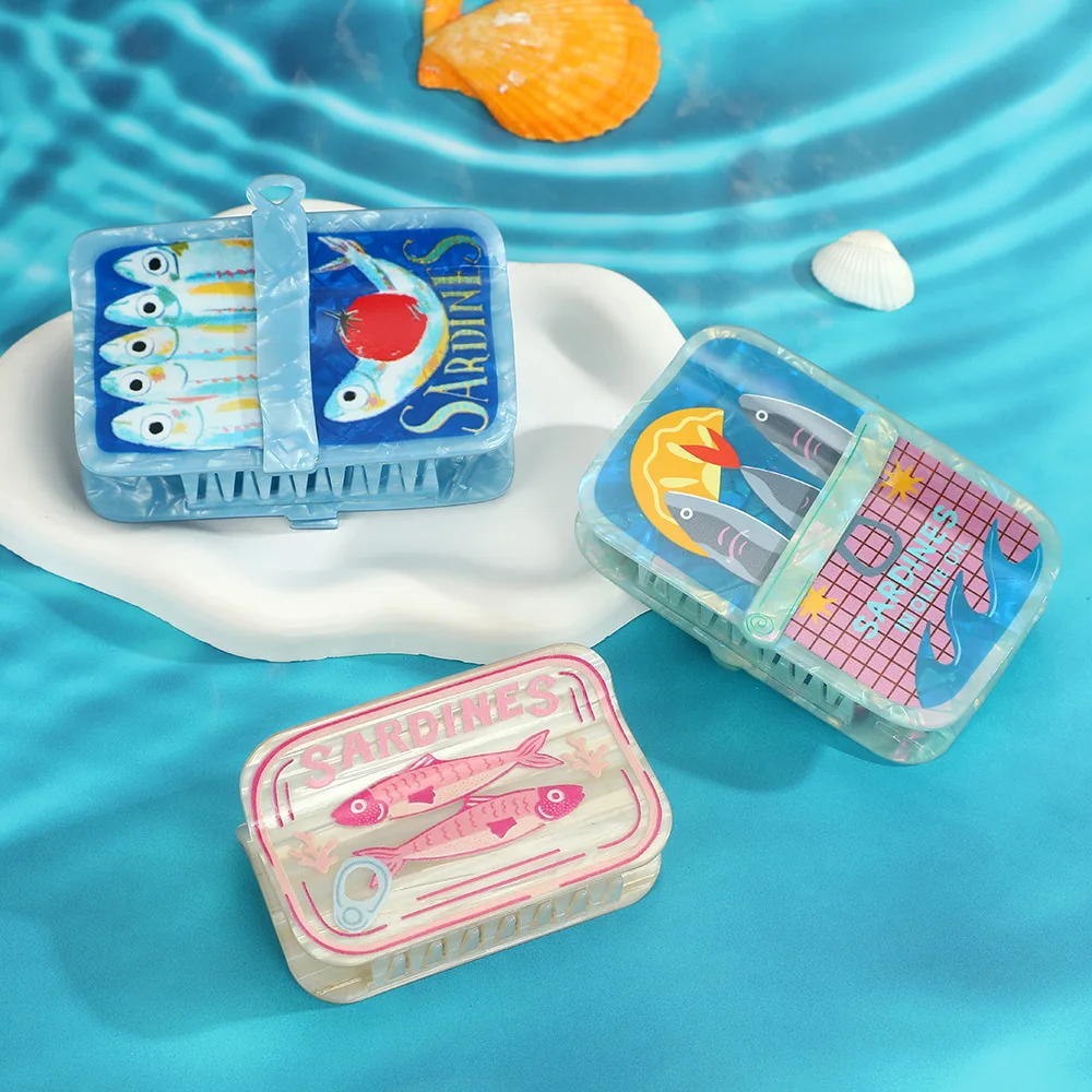 NEW 10CM Large Sardine Tins Acrylic Hair Claw Creative Food Series Claw Clips Crab Hair Clips for Women Girls Hair Accessories
NEW 10CM Large Sardine Tins Acrylic Hair Claw Creative Food Series Claw Clips Crab Hair Clips for Women Girls Hair Accessories