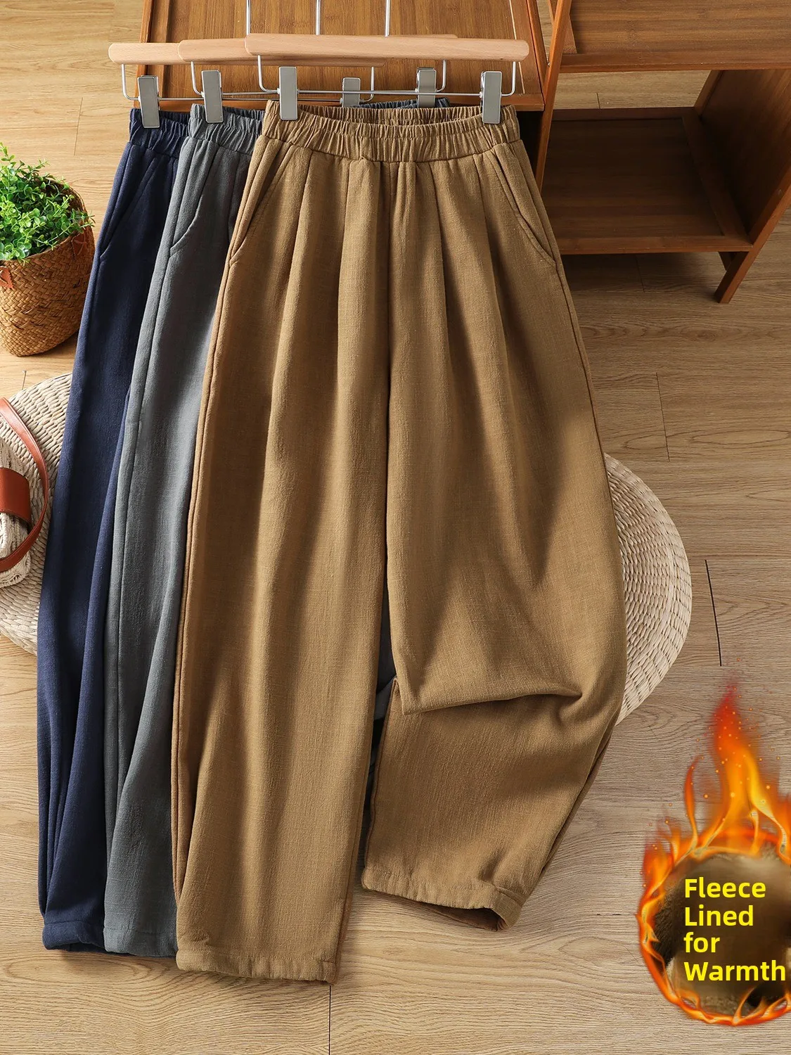 Thiened Fce Cotton Linen Carrot Harlan Pants Women Winter Elastic Waist Large Size Mom Cold Proof Warm Casual Long Pants
Thiened Fce Cotton Linen Carrot Harlan Pants Women Winter Elastic Waist Large Size Mom Cold Proof Warm Casual Long Pants