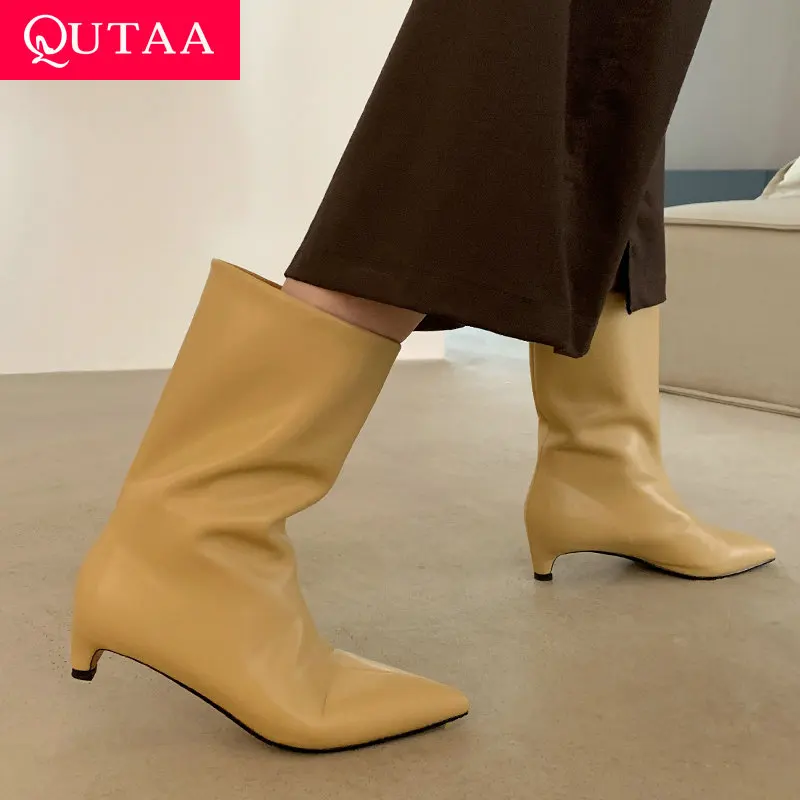 QUTAA 2026 Fashion Women Mid Calf Boots Real Leather Autumn Shoes Winter Mid Heels Pointed Toe Dress Lady Ankle Boots 34-43
QUTAA 2026 Fashion Women Mid Calf Boots Real Leather Autumn Shoes Winter Mid Heels Pointed Toe Dress Lady Ankle Boots 34-43