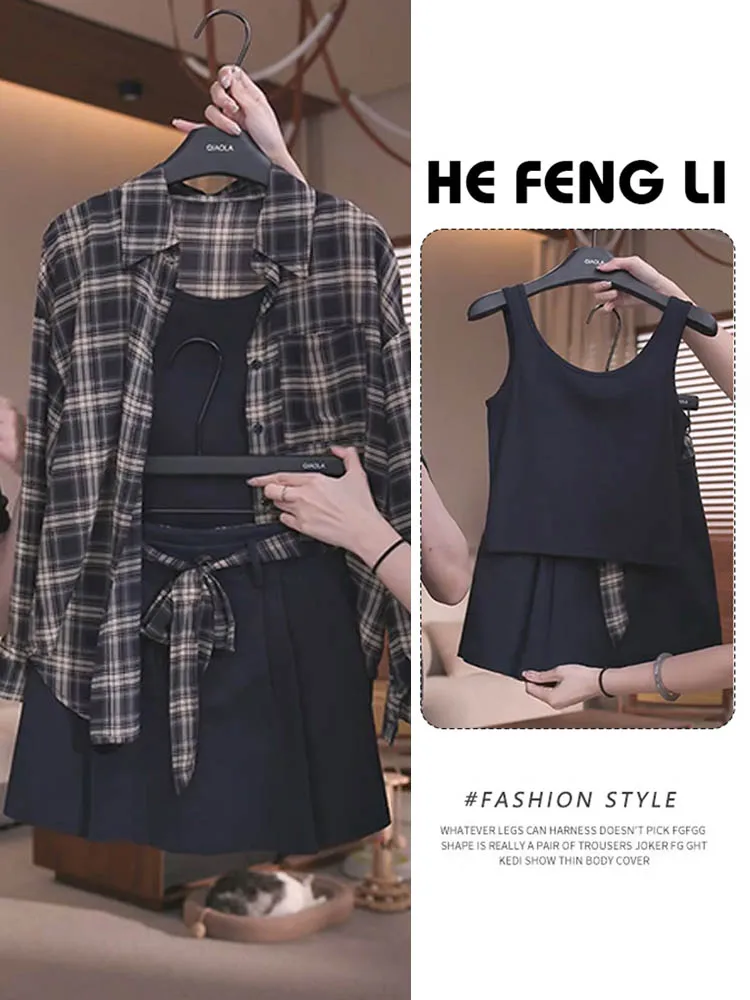 Spring 2026 Women's Casual Loose Long Sleeve Shirt Checkered Turn-down Collar Slimming Fashion Set High Waist Long Pants
Spring 2026 Women's Casual Loose Long Sleeve Shirt Checkered Turn-down Collar Slimming Fashion Set High Waist Long Pants