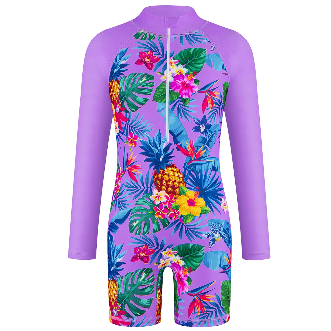 Long-Sleeved Purple Girls Swimsuit One-Piece Swimwear Kids Tropical Plants Print Beach Pool Summer Swimming Boyleg Rash Guard
Long-Sleeved Purple Girls Swimsuit One-Piece Swimwear Kids Tropical Plants Print Beach Pool Summer Swimming Boyleg Rash Guard