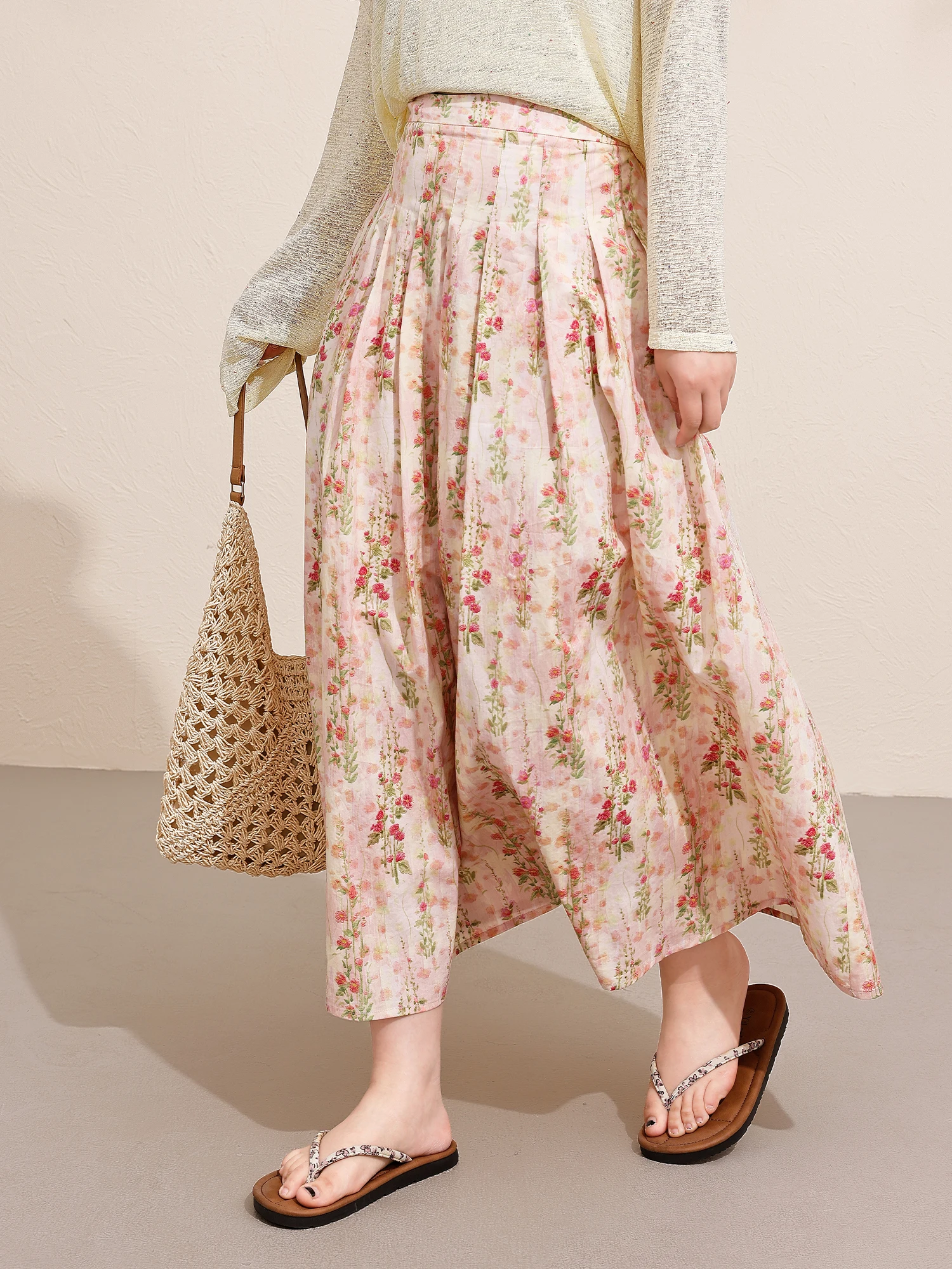Ele High Waist Floral Pleated Skirt for plus Size Women Spring Cotton A-Line Skirt Concealing Fluffy Cotton Gauze
Ele High Waist Floral Pleated Skirt for plus Size Women Spring Cotton A-Line Skirt Concealing Fluffy Cotton Gauze