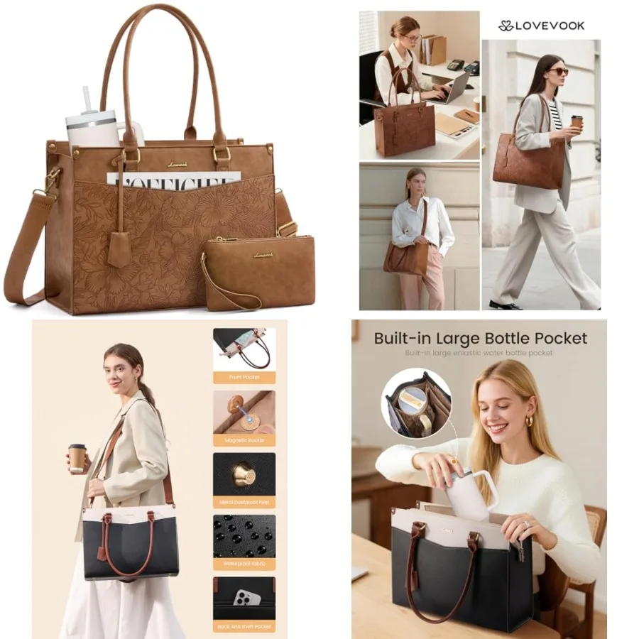 LOVEVOOK Laptop Bag for Women, 2-in-1 Tote Purse with Clutch and Cup Holder, Waterproof Briefcase for Work Travel
LOVEVOOK Laptop Bag for Women, 2-in-1 Tote Purse with Clutch and Cup Holder, Waterproof Briefcase for Work Travel