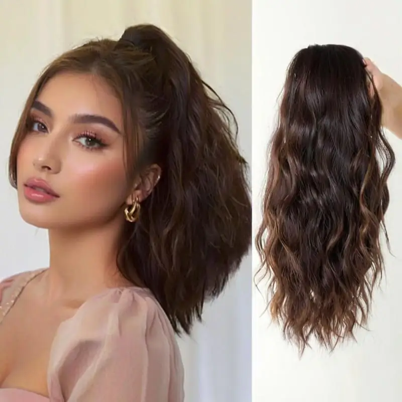 Synthetic Ponytail Extension Claw Clip Wavy Wig Heat Resistant Black Brown wigs For Women
Synthetic Ponytail Extension Claw Clip Wavy Wig Heat Resistant Black Brown wigs For Women