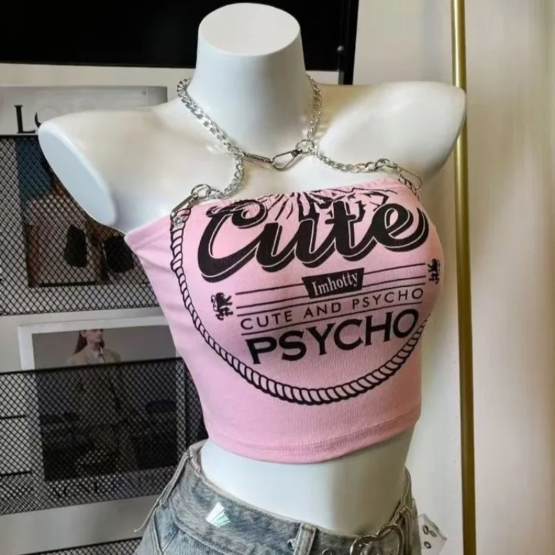 Popular Summer Tank Top Women's Clothing Street Pink Letter Print Halter Vest Harajuku Sexy Slim Camisole Sweet Hottie Chic Vest
Popular Summer Tank Top Women's Clothing Street Pink Letter Print Halter Vest Harajuku Sexy Slim Camisole Sweet Hottie Chic Vest