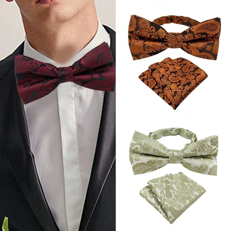 F92D Multipurpose Floral Jacquard Bows Tie and Pocket Square Set for Mens Formal Wear
F92D Multipurpose Floral Jacquard Bows Tie and Pocket Square Set for Mens Formal Wear