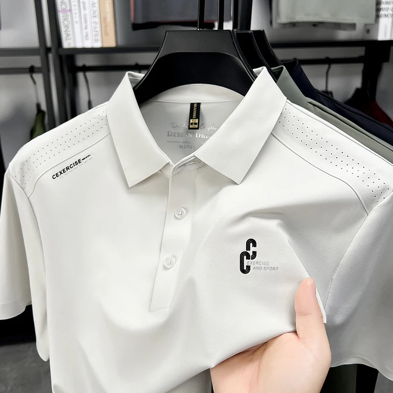 Роскошная мужская рубашка поло с коротким рукавом, высококачественная спортивная дышащая быстросохнущая летняя деловая повседневная трендовая футболка с лацканами, мужская одежда
Роскошная мужская рубашка поло с коротким рукавом, высококачественная спортивная дышащая быстросохнущая летняя деловая повседневная трендовая футболка с лацканами, мужская одежда
