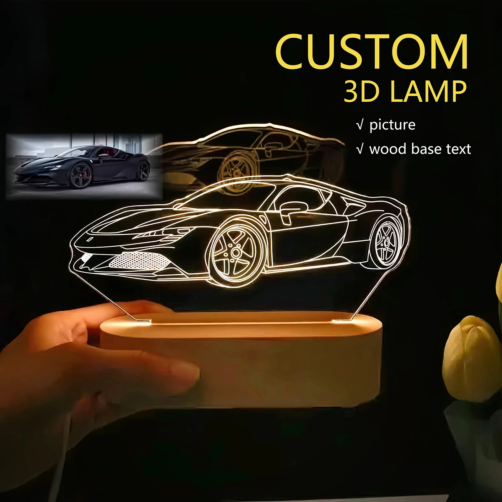 Dropshipp Personalized Car 3D Photo Lamp Night Lights Support Custom Engraving Base Valentine's Day Anniversary Birthday Gifts
Dropshipp Personalized Car 3D Photo Lamp Night Lights Support Custom Engraving Base Valentine's Day Anniversary Birthday Gifts
