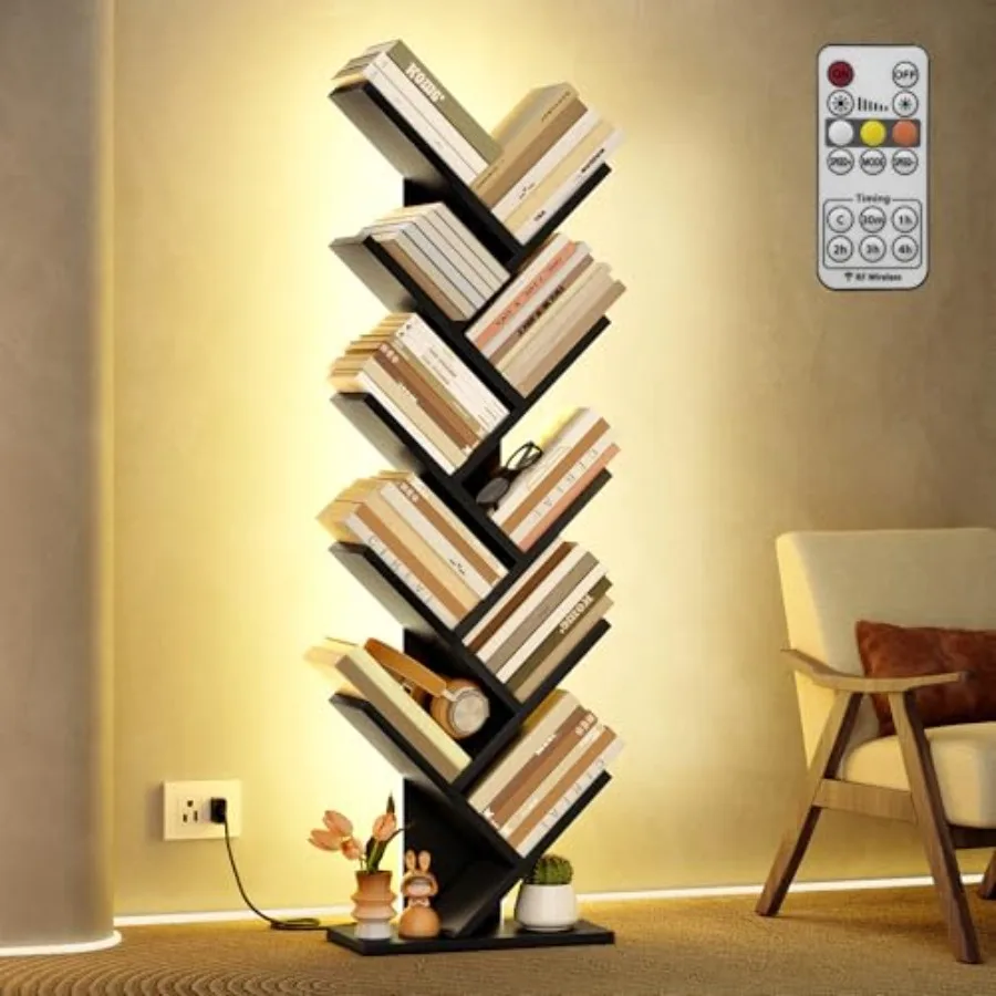 10 Tier Tree Bookshelf Tall Bookcase Freestanding Book Shelf with LED Lights Display Floor Standing Storage Shelf Book Organize
10 Tier Tree Bookshelf Tall Bookcase Freestanding Book Shelf with LED Lights Display Floor Standing Storage Shelf Book Organize