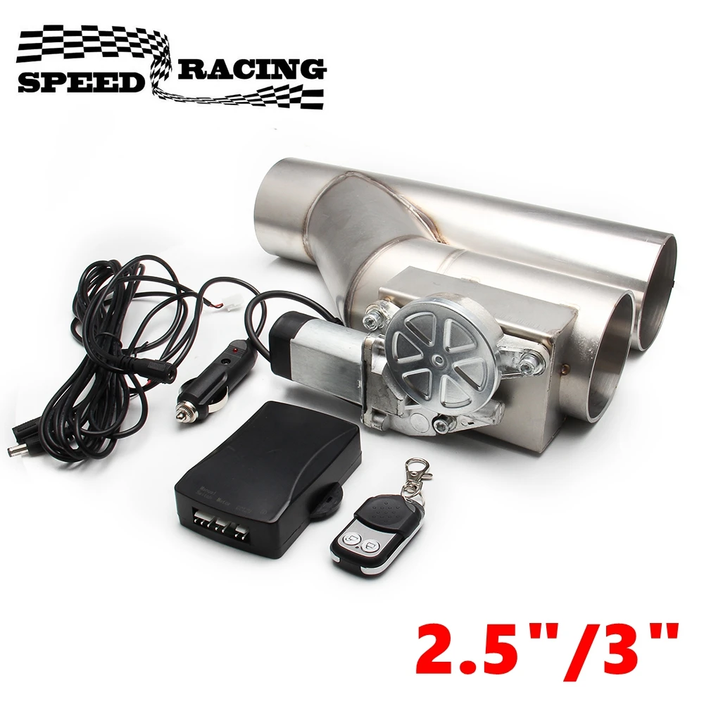2.5" 3" Electric Exhaust Cutout Valve Y Pipe Exhaust Pipe Single Valve System with Controller Remote Kit 
2.5" 3" Electric Exhaust Cutout Valve Y Pipe Exhaust Pipe Single Valve System with Controller Remote Kit